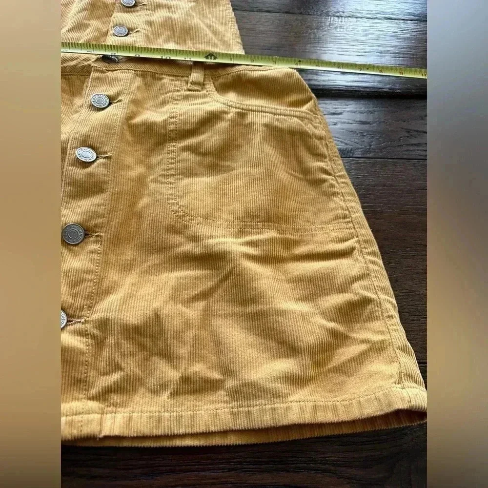 Pacsun Mustard Yellow Corduroy Skirt Bibs- size Medium